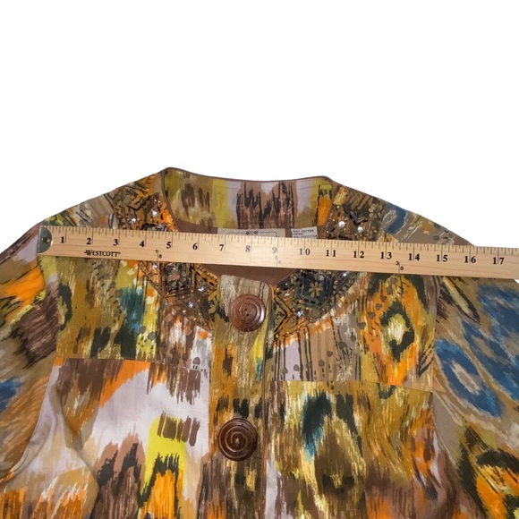 Life Style Beaded Artsy Multi Colored Wood Button Jacket - Women’s Medium - Picture 4 of 12